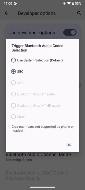 Cubot Note 40 Bluetooth audio codec