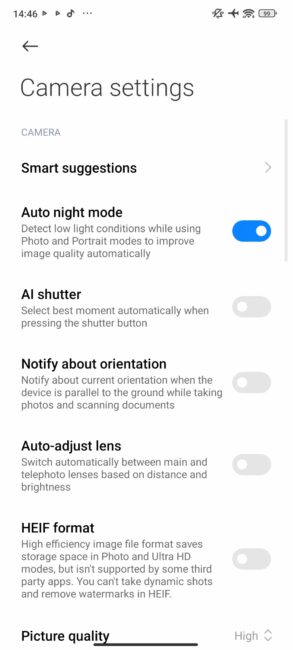 Xiaomi Mga setting ng 13T Pro cam