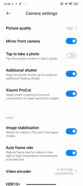 Xiaomi Mga setting ng 13T Pro cam