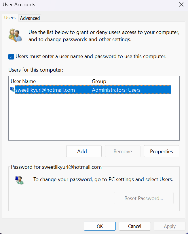 Password Windows 11