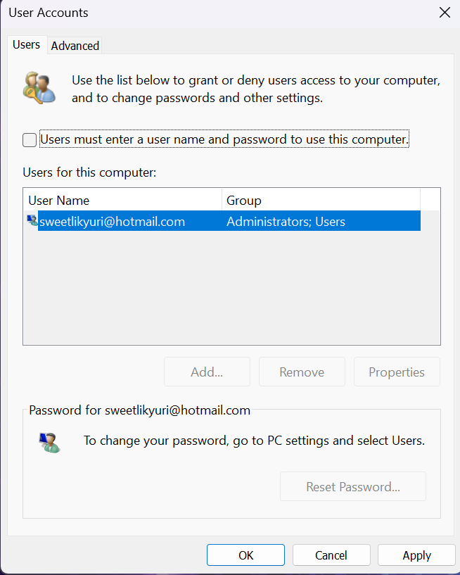 Password Windows 11