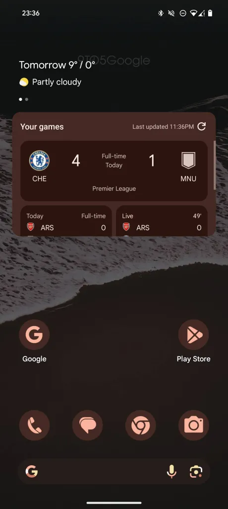 Google Sports widget