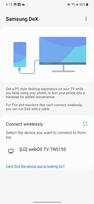 Samsung Galaxy S23 FE dex