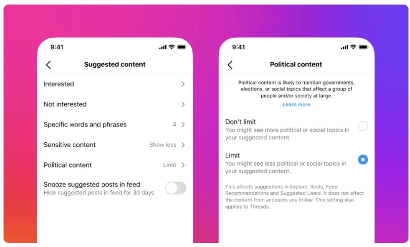 Instagram та Threads більше не рекомендуватимуть політичний контент