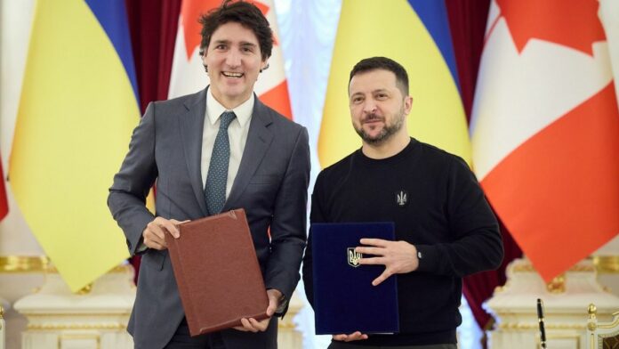 Volodymyr Zelenskyy and Justin Trudeau Volodymyr Zelenskyy and Justin Trudeau