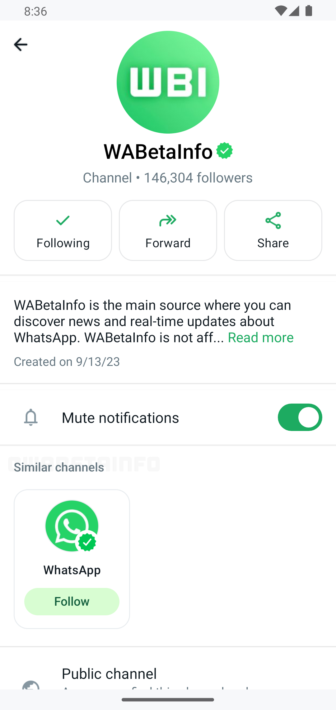 WhatsApp similar channel feature