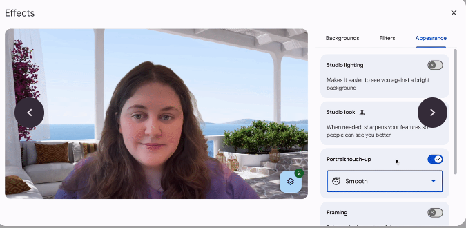 Google Meet Portrait Touch-up