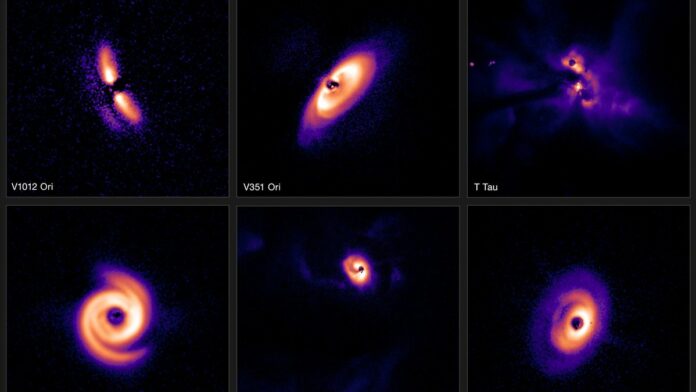 Planet-forming discs in three clouds of the Milky Way