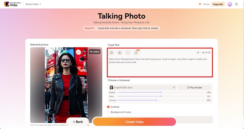 add script to talking photo online