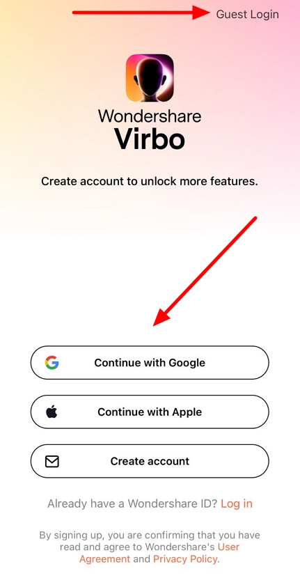 login virbo ios app