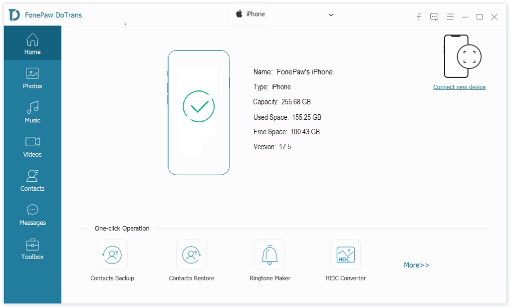 Launch FonePaw DoTrans and wait for the devices to be detected