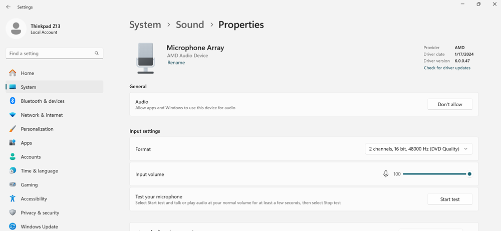 microphone in Windows 11