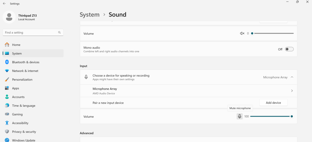 microphone in Windows 11