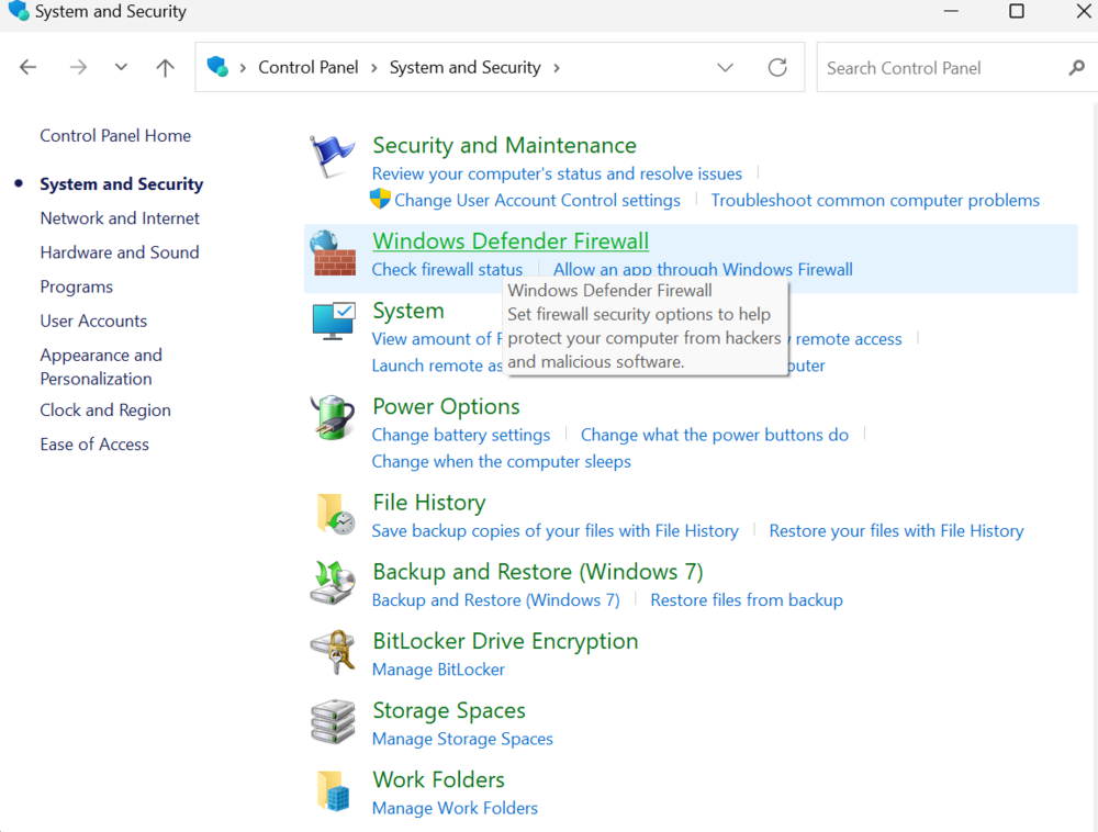 Windows Defender Firewall