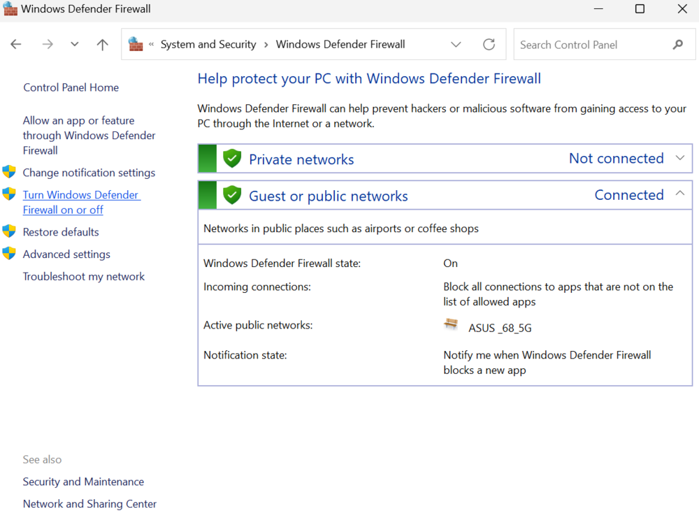 Windows Defender Firewall