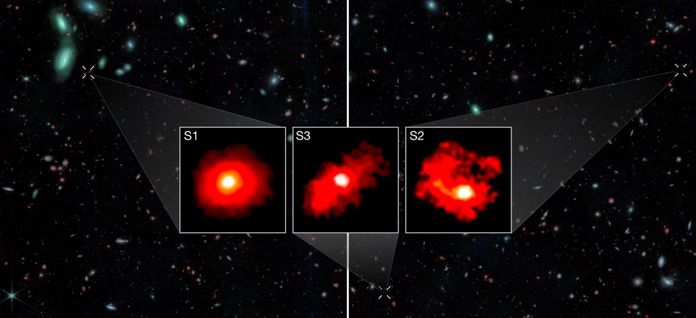 Вчені виявили три дуже великі галактики у ранньому Всесвіті