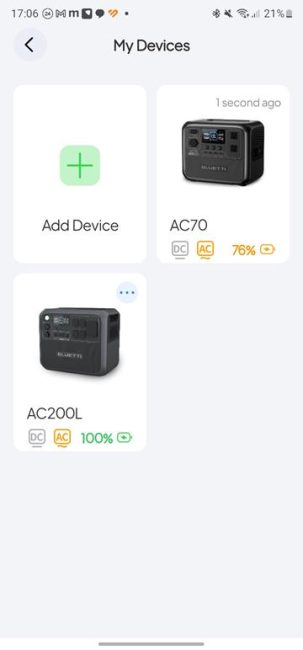 BLUETTI AC70 - Mobile App