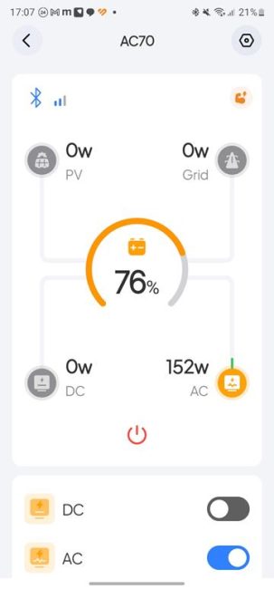 BLUETTI AC70 - Mobile App
