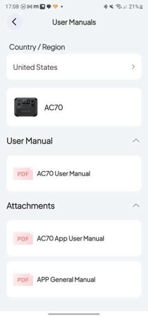 BLUETTI AC70 - Mobile App