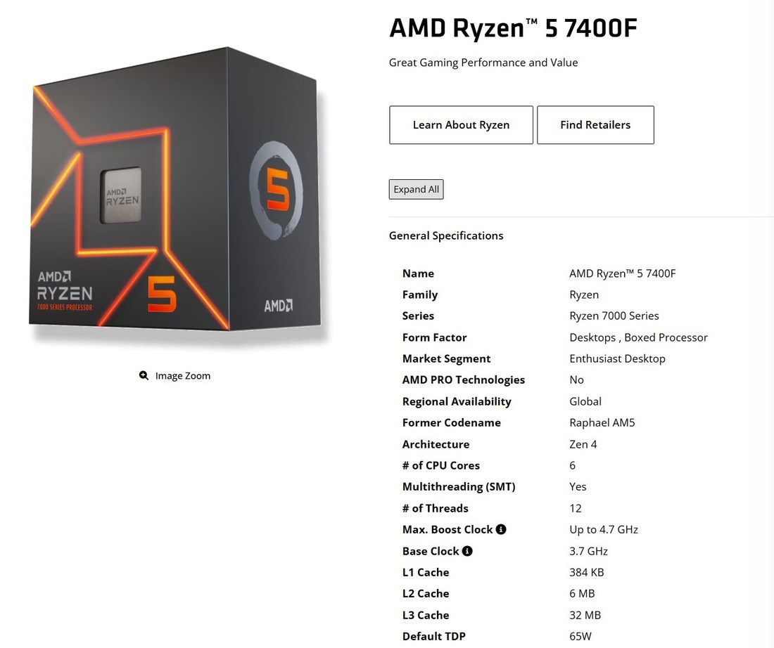 AMD Ryzen 5 7400F