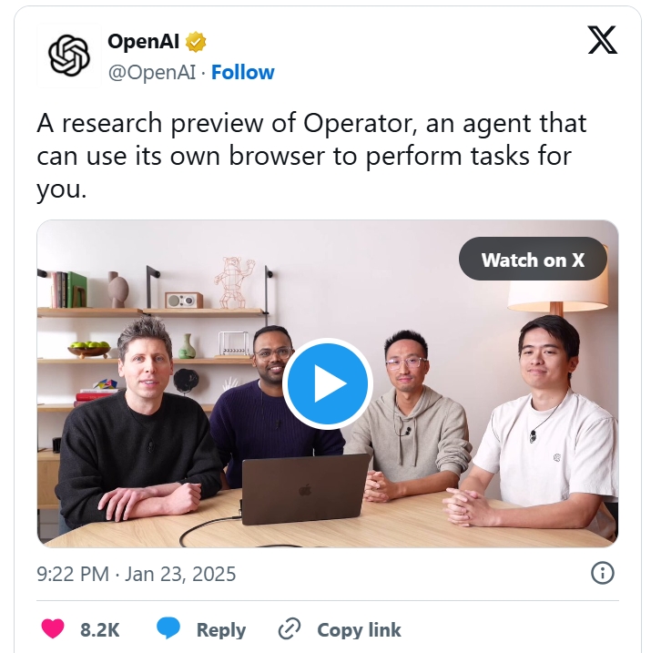 AI-агент Operator від OpenAI сидітиме в Інтернеті за вас