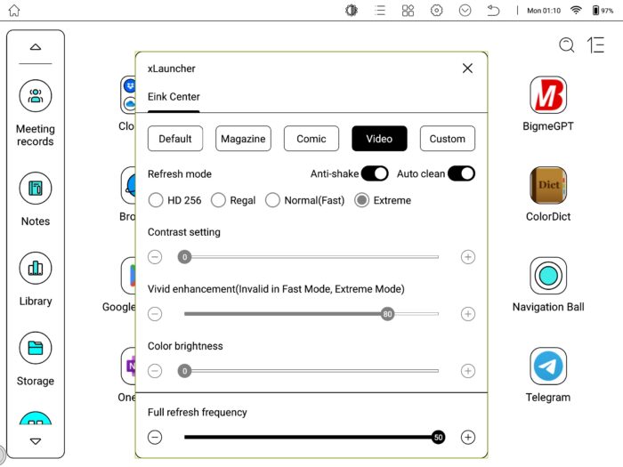 B1015 display settings