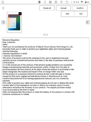 Bigme B1015 doc scanner result