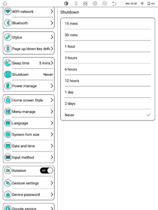 Bigme B1051 settings