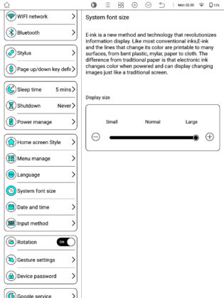 Bigme B1051 settings