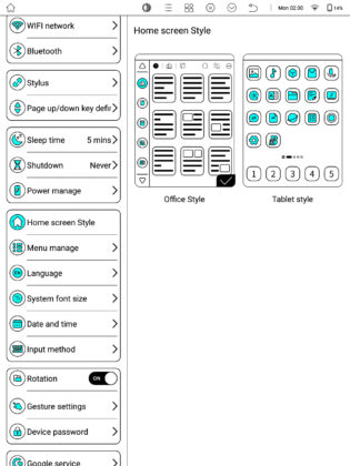 Bigme B1051 settings