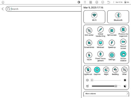 Bigme B1051 top menu