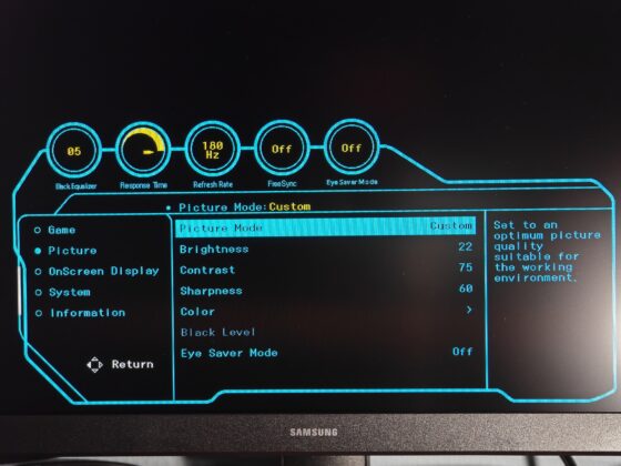 Samsung Odyssey G3 G30D menu