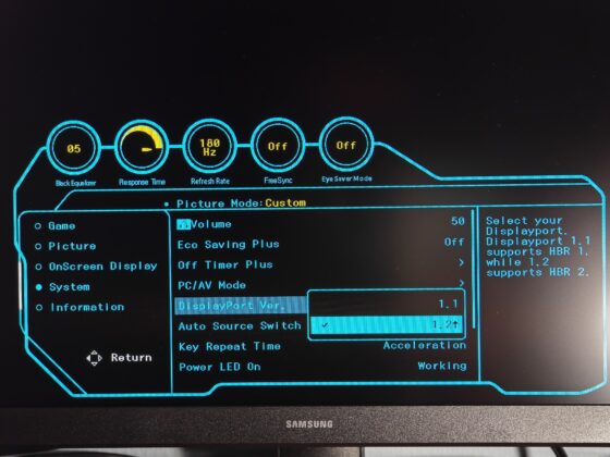 Samsung Odyssey G3 G30D menu