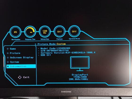 Samsung Odyssey G3 G30D menu