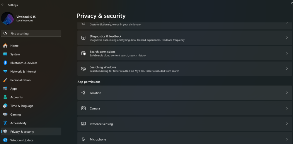 Location in Windows 11
