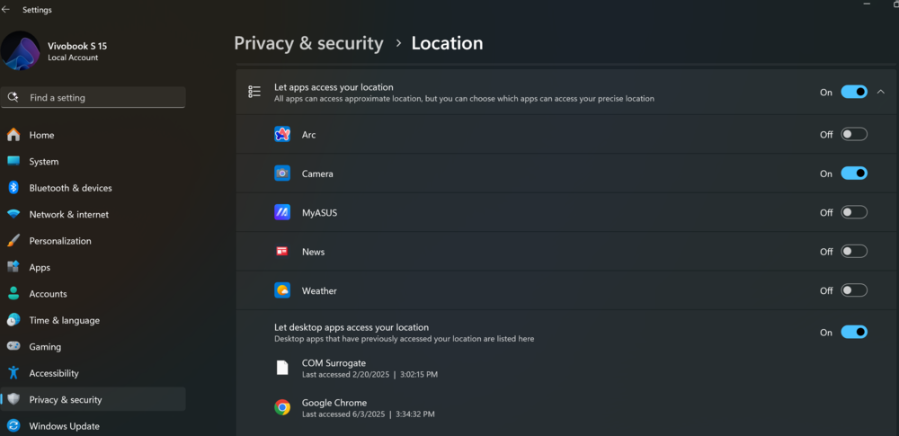 Location in Windows 11