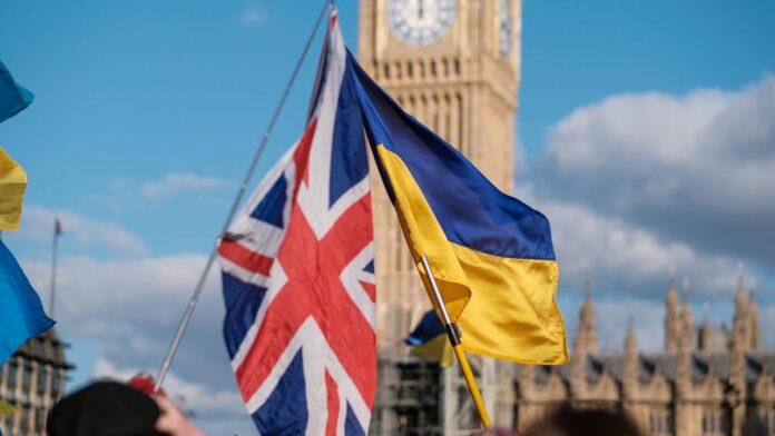 UK and Ukraine flags UK and Ukraine flags