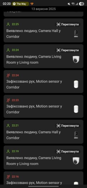 Ajax IndoorCam notifications