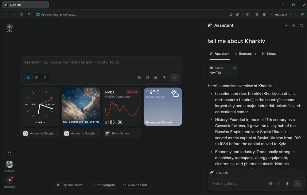 Comet Browser Comet Browser