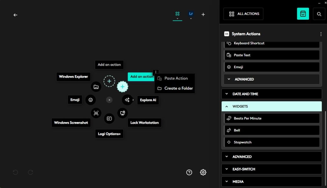 Logitech MX Master 4 settings in Logi Options+