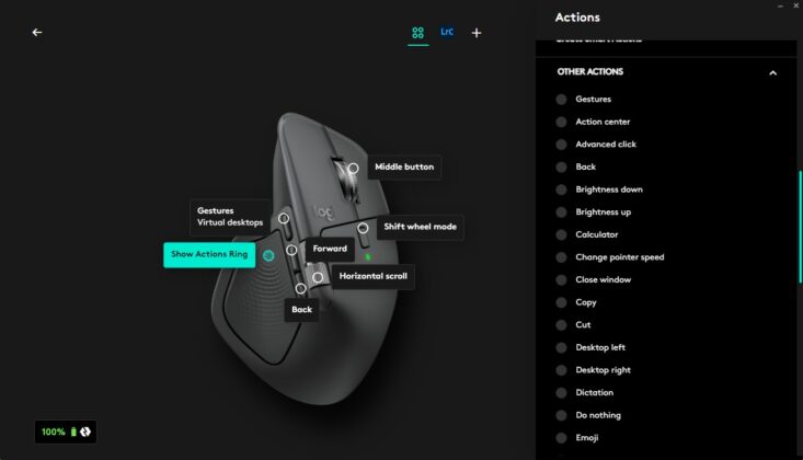 Logitech MX Master 4 settings in Logi Options+