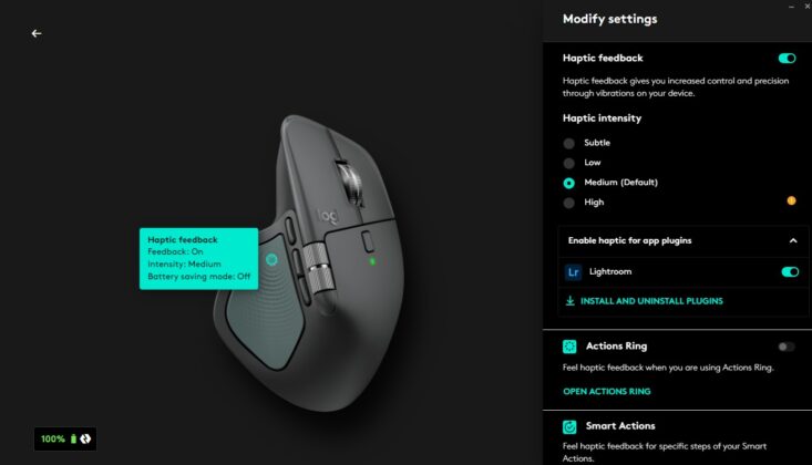 Logitech MX Master 4 settings in Logi Options+