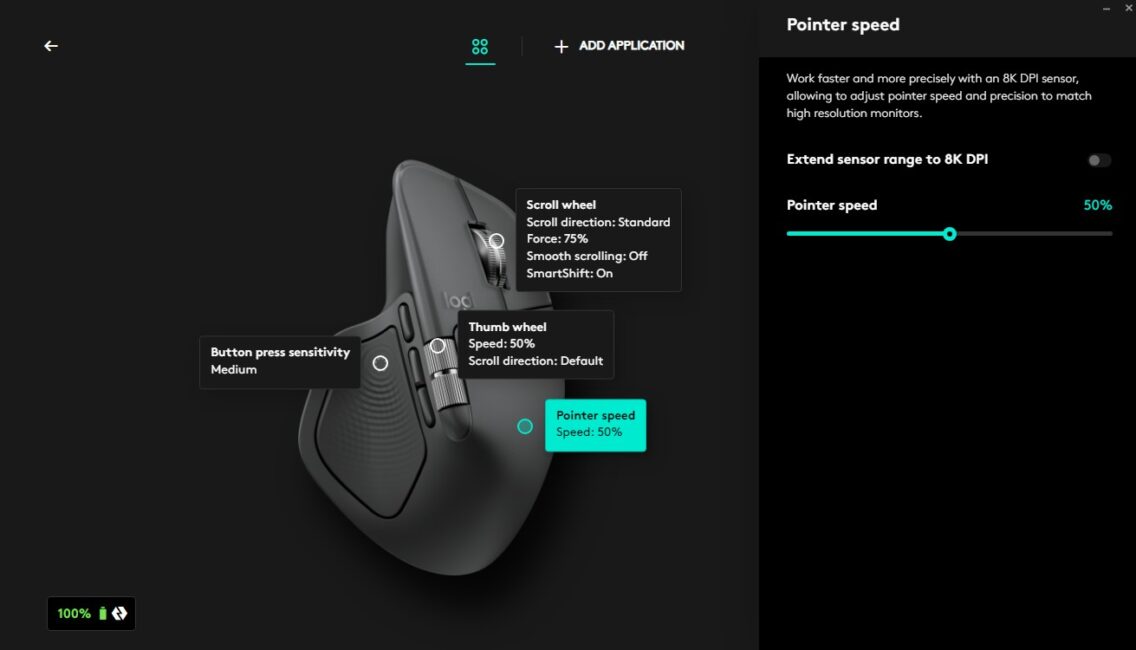 Logitech MX Master 4 settings in Logi Options+