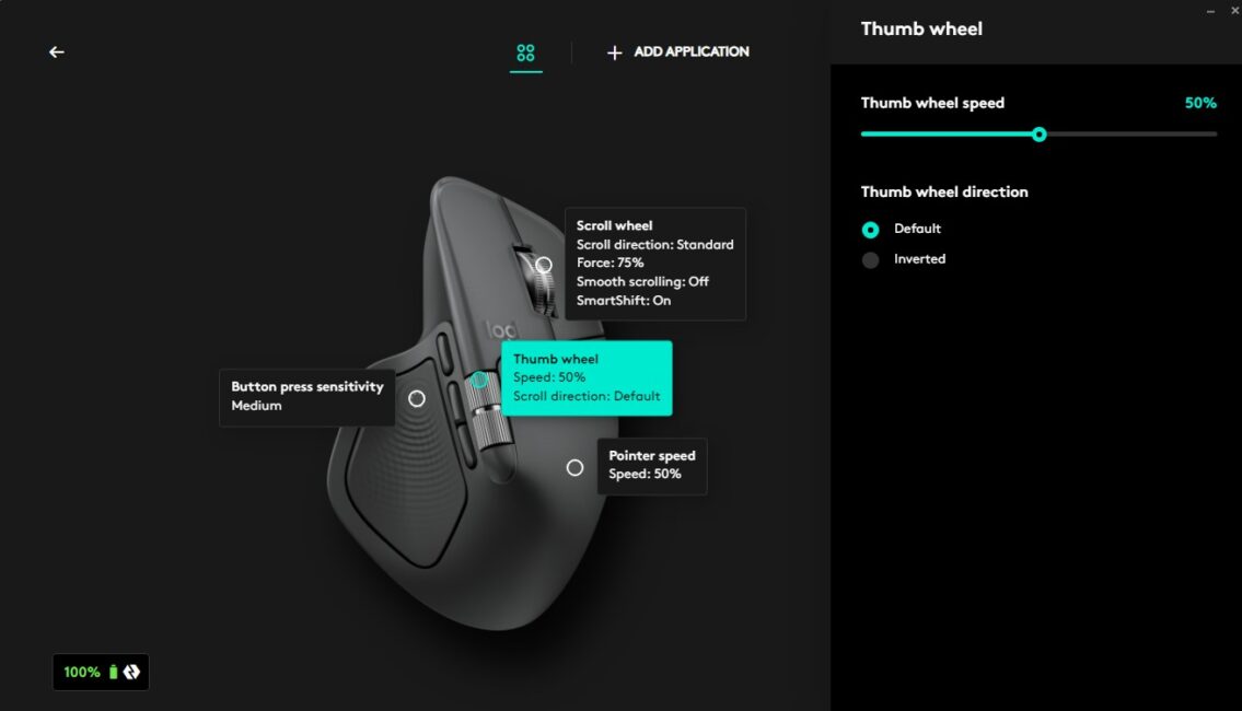 Logitech MX Master 4 settings in Logi Options+