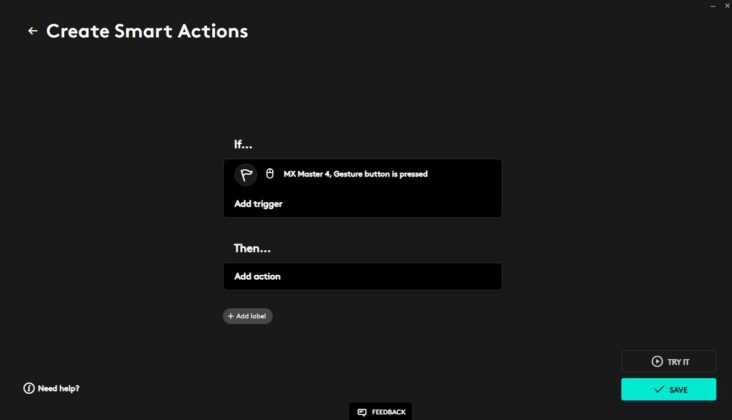 Logitech MX Master 4 settings in Logi Options+