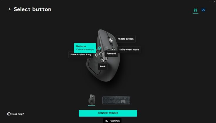 Logitech MX Master 4 settings in Logi Options+