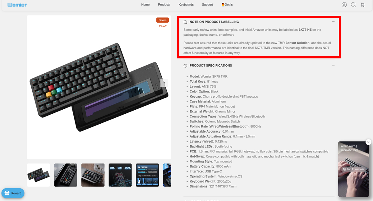 Womier SK75 TMR