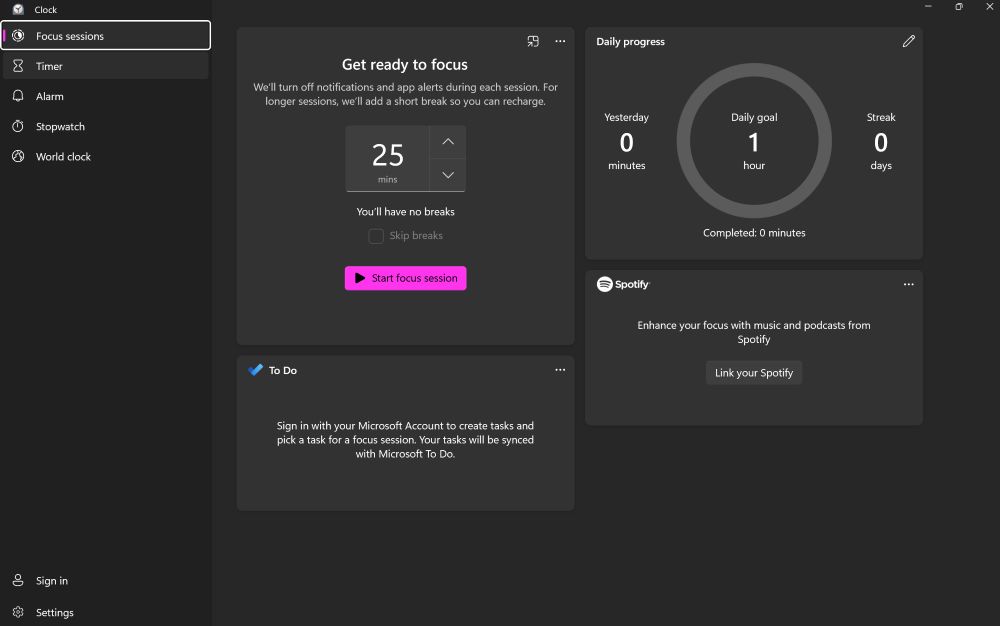 Windows 11 Focus Sessions