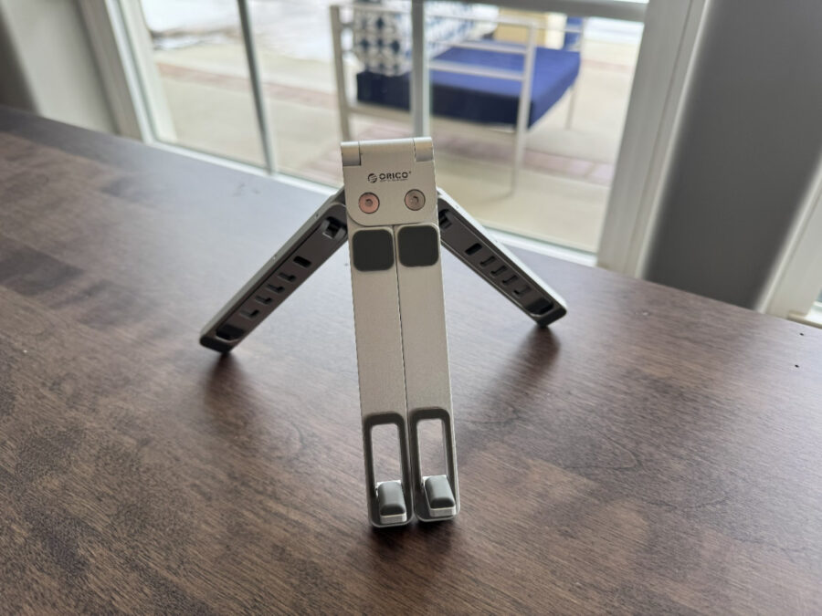 Front view of ORICO PN-1 laptop stand with support hooks visible