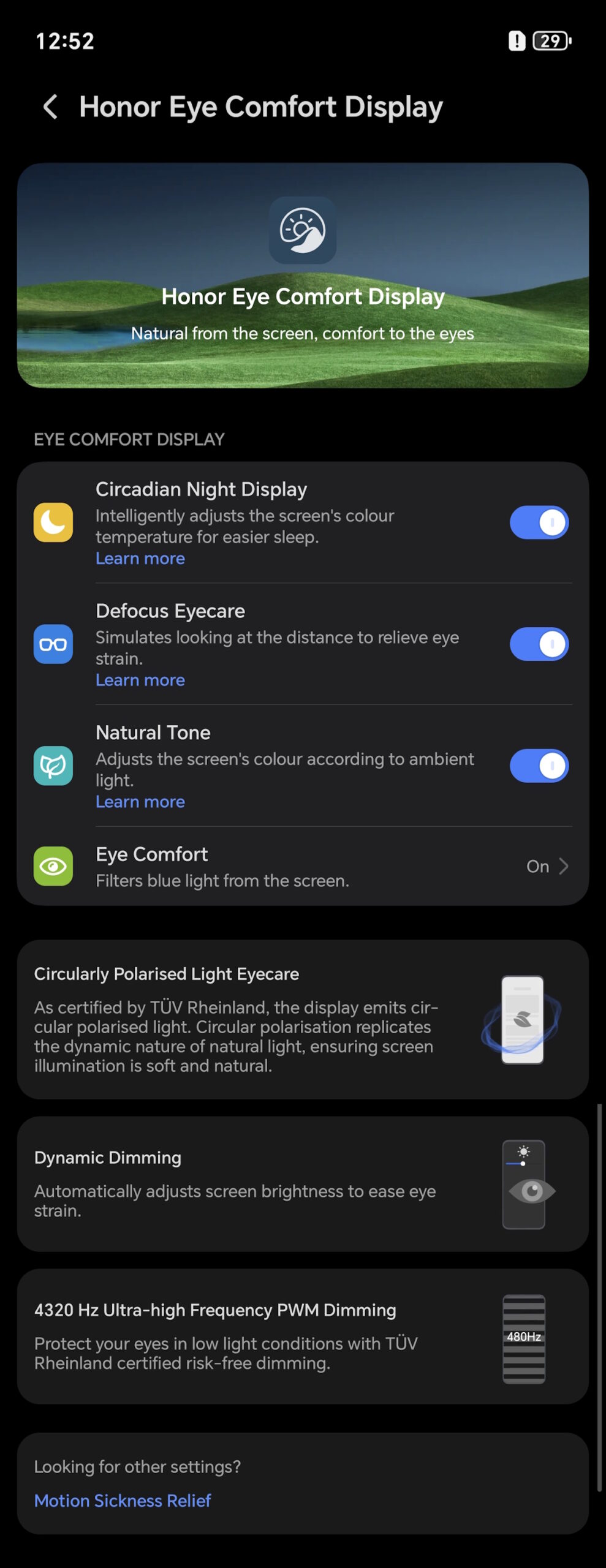 Honor Eye Comfort Display on Honor Magic 7 Pro